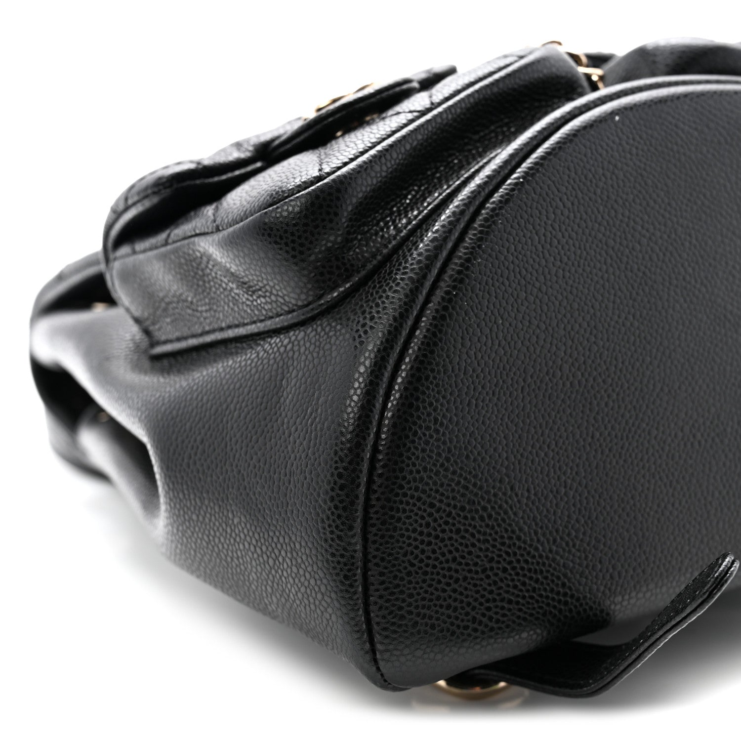 Chanel Shiny Caviar Quilted Medium Duma Pockets Drawstring Backpack Black 9 of 10