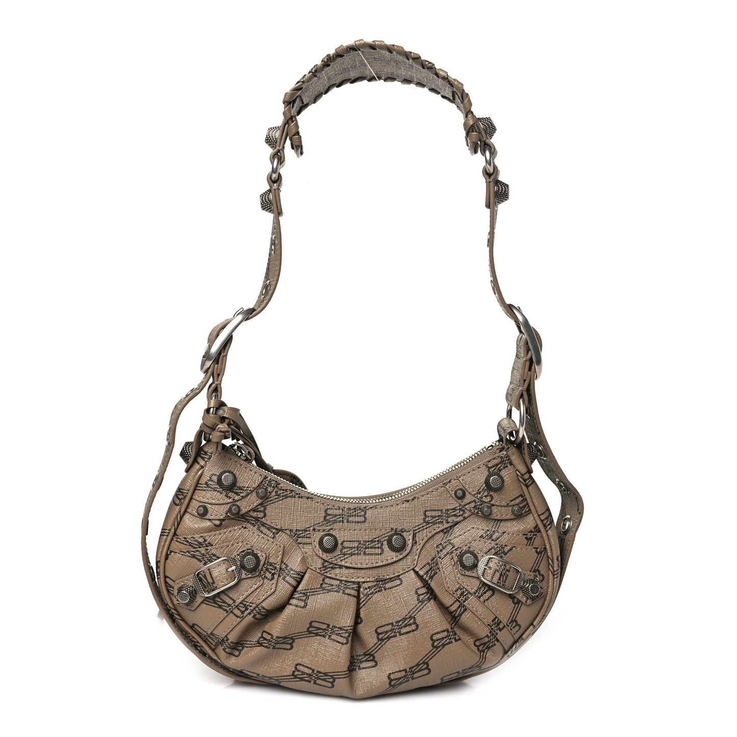 Coated Canvas BB Monogram Le Cagole Shoulder Bag XS Beige Brown