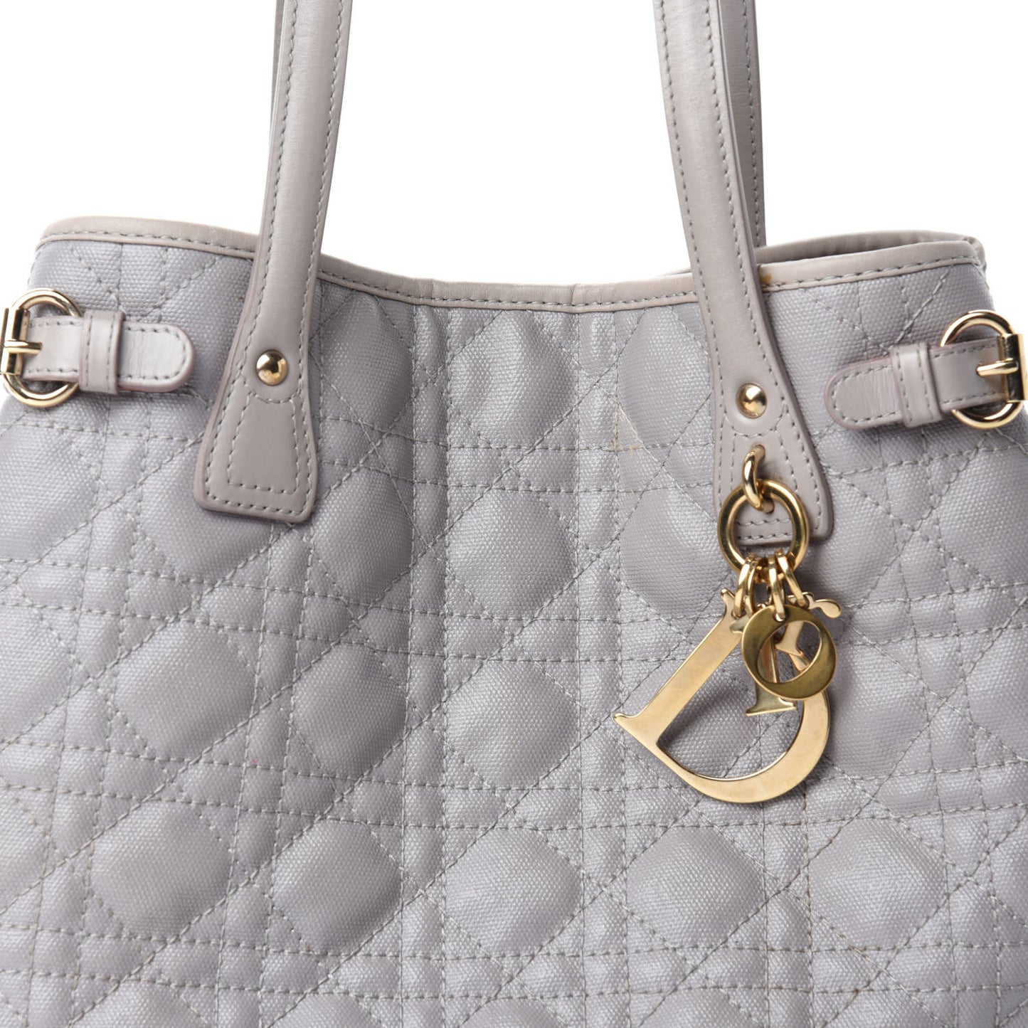 Coated Canvas Cannage Small Panarea Tote Grey