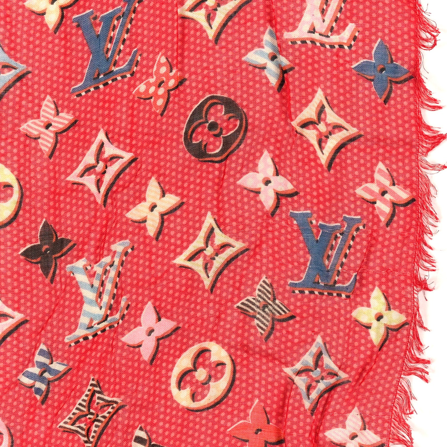 Louis Vuitton Silk Pop Monogram Stole Flamingo 4 of 4