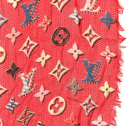 Louis Vuitton Silk Pop Monogram Stole Flamingo 4 of 4