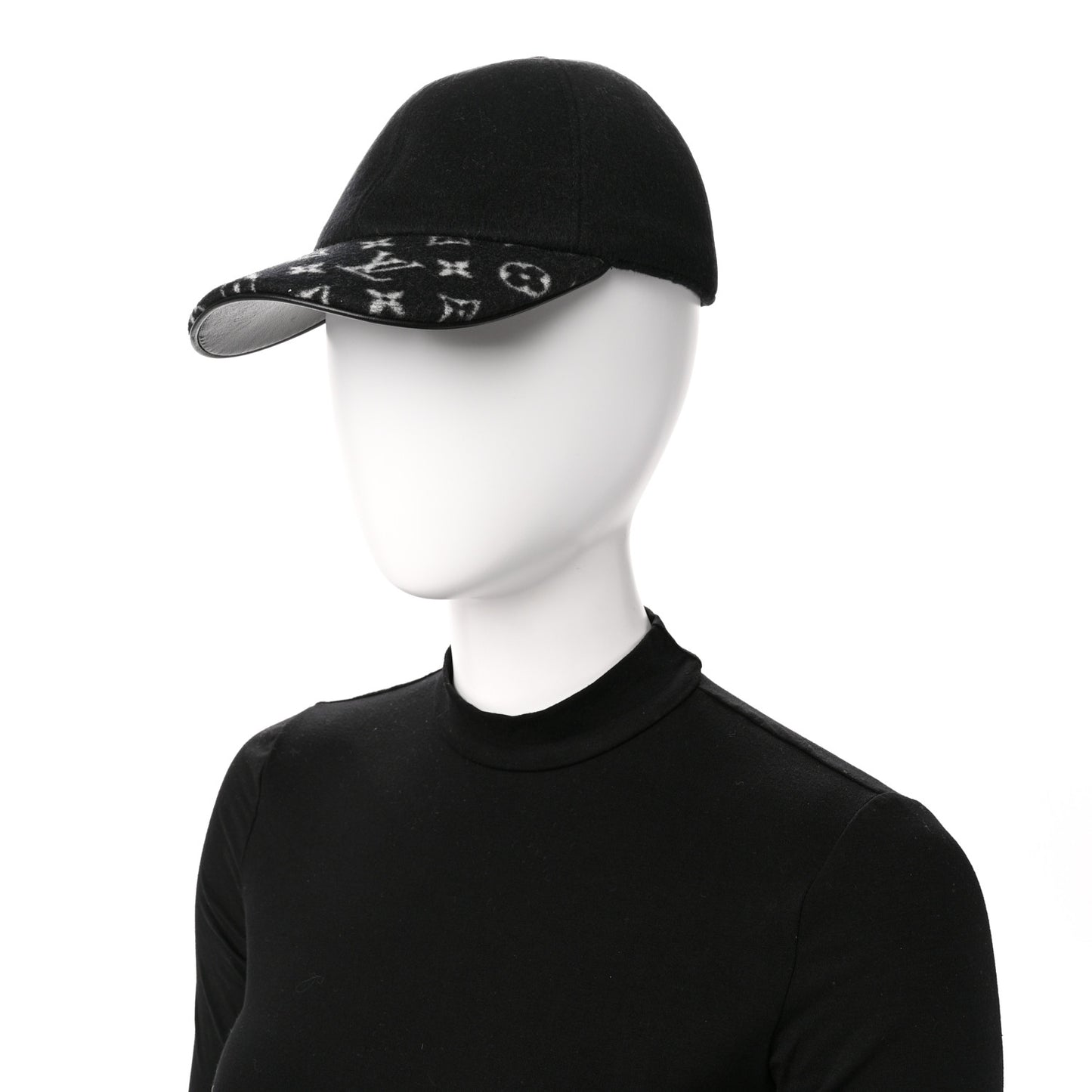 Wool Silk Monogram Endless Cap L Black