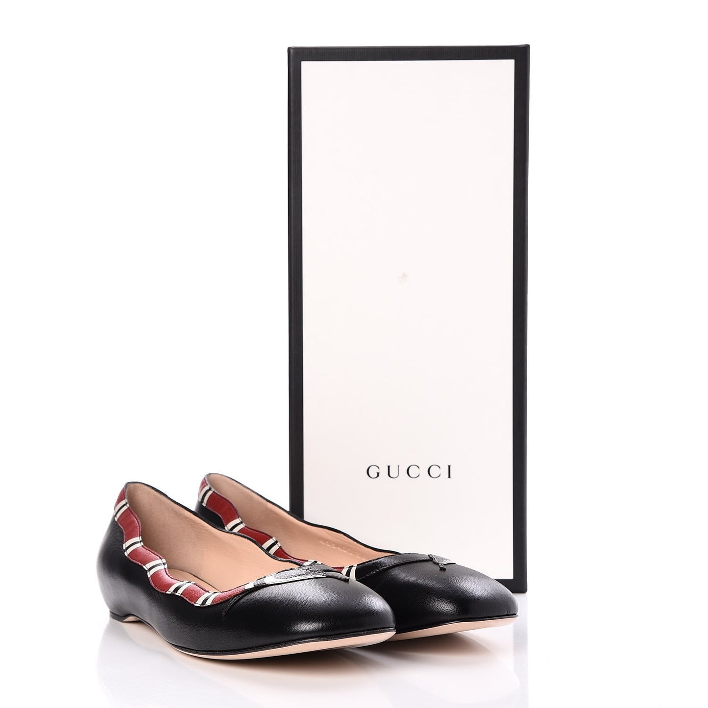 Malaga Kid Snake Ballet Flats 36.5 Black Hibiscus Red