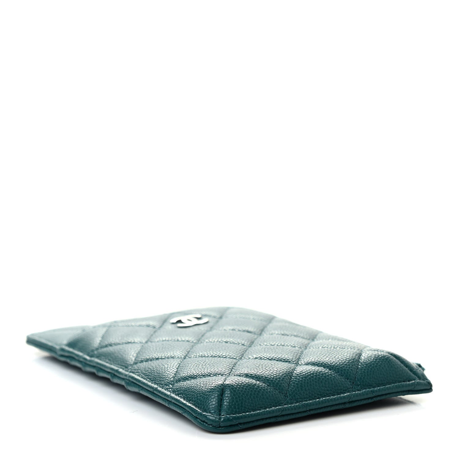 Chanel Caviar Quilted Classic Flat Wallet Pouch Dark Turquoise 4 of 7