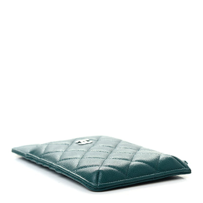 Chanel Caviar Quilted Classic Flat Wallet Pouch Dark Turquoise 4 of 7