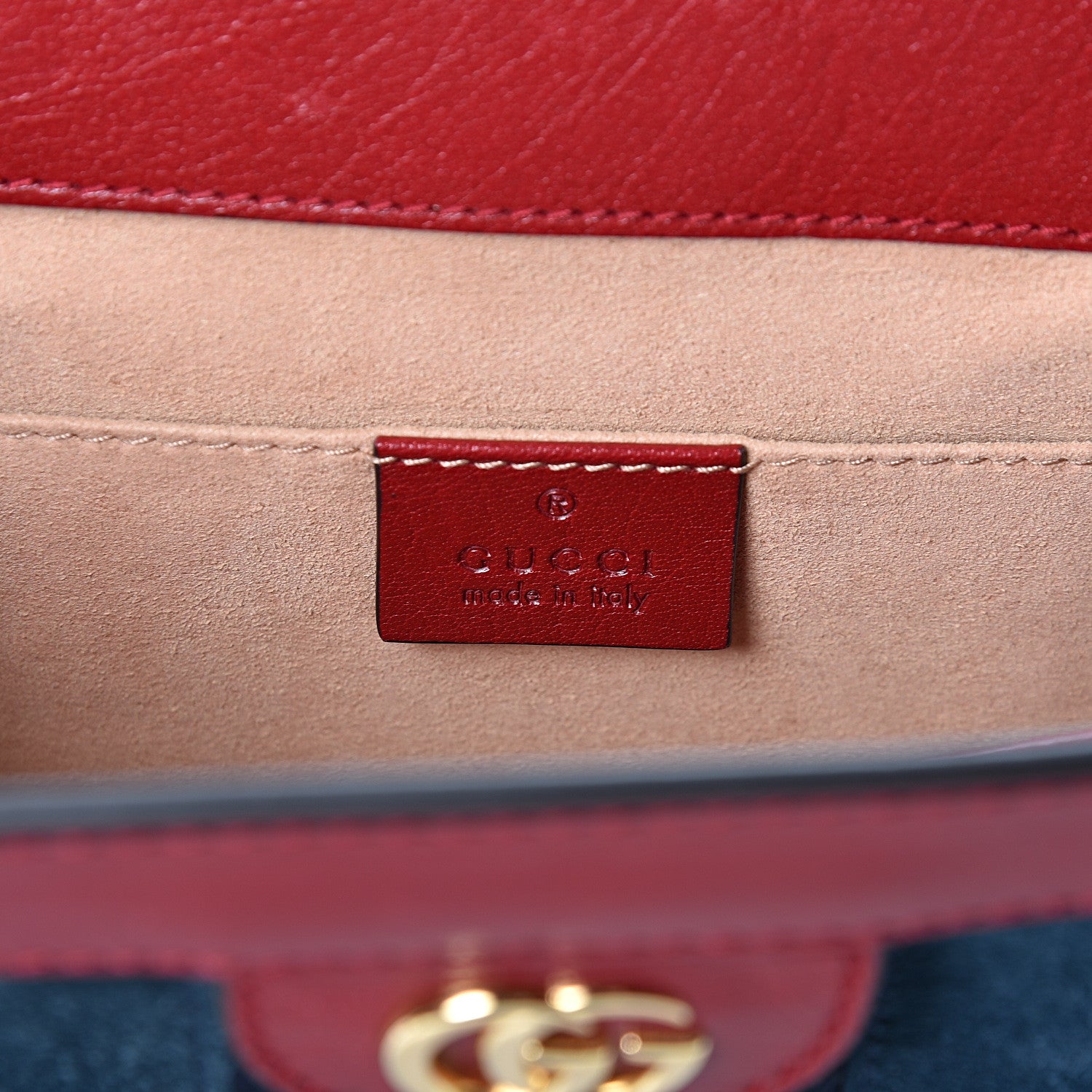 Gucci Suede Calfskin Web Small Ophidia Chain Shoulder Bag New Blue Romantic Cherry 5 of 9
