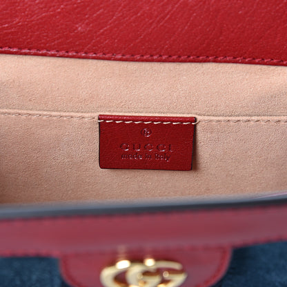 Gucci Suede Calfskin Web Small Ophidia Chain Shoulder Bag New Blue Romantic Cherry 5 of 9