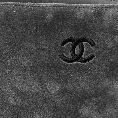 Chanel Suede Calfskin Satin Gabrielle Cap Toe Short Boots 39.5 Grey Black 9 of 12