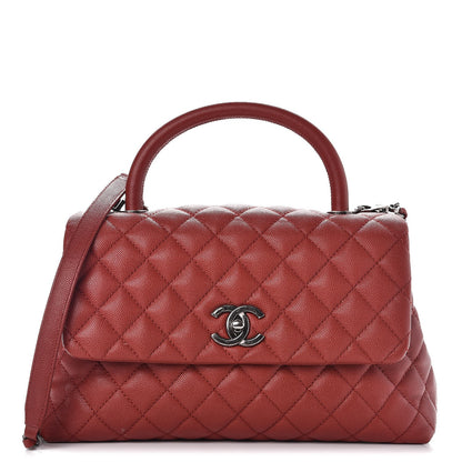 Chanel Caviar Quilted Small Coco Handle Flap Dark Red 1 of 11