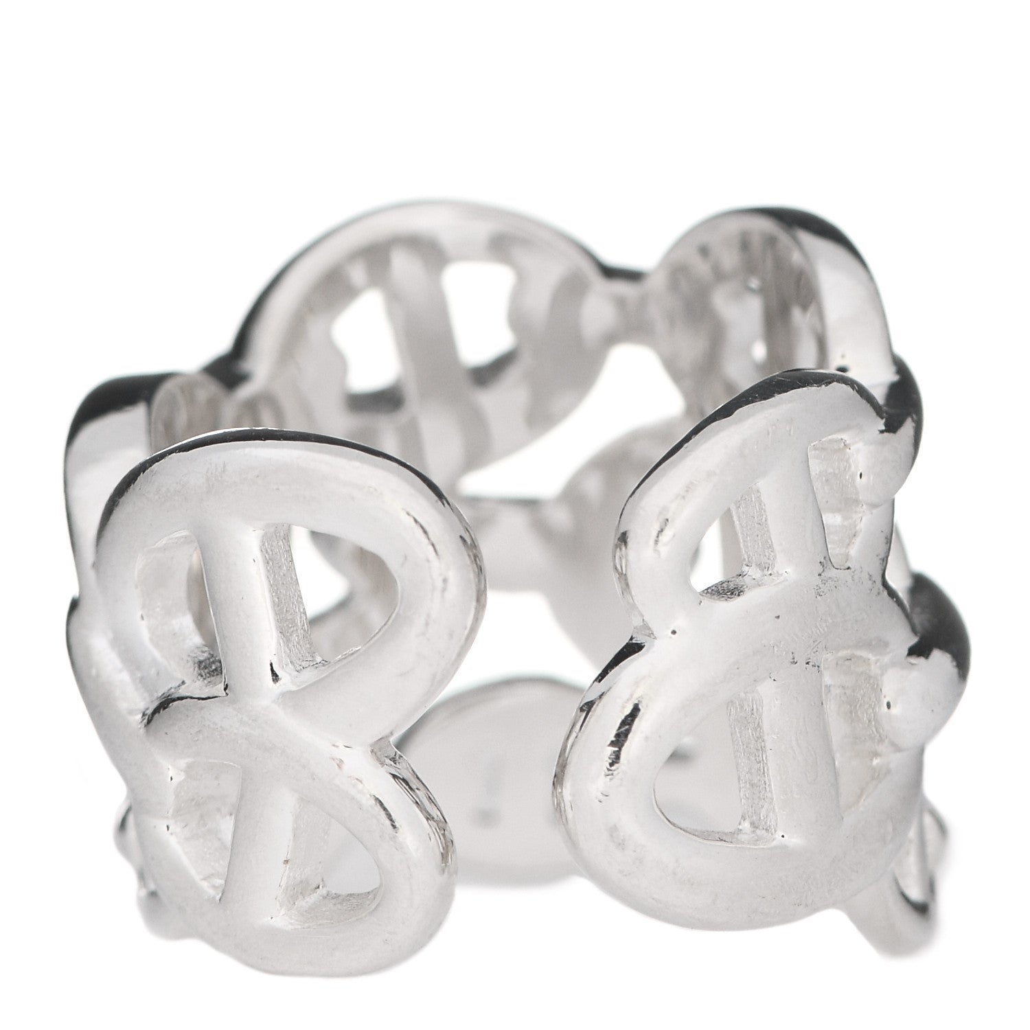 Hermes Sterling Silver GM Chaine d'Ancre Enchainee Band Ring 55 7.25 3 of 5