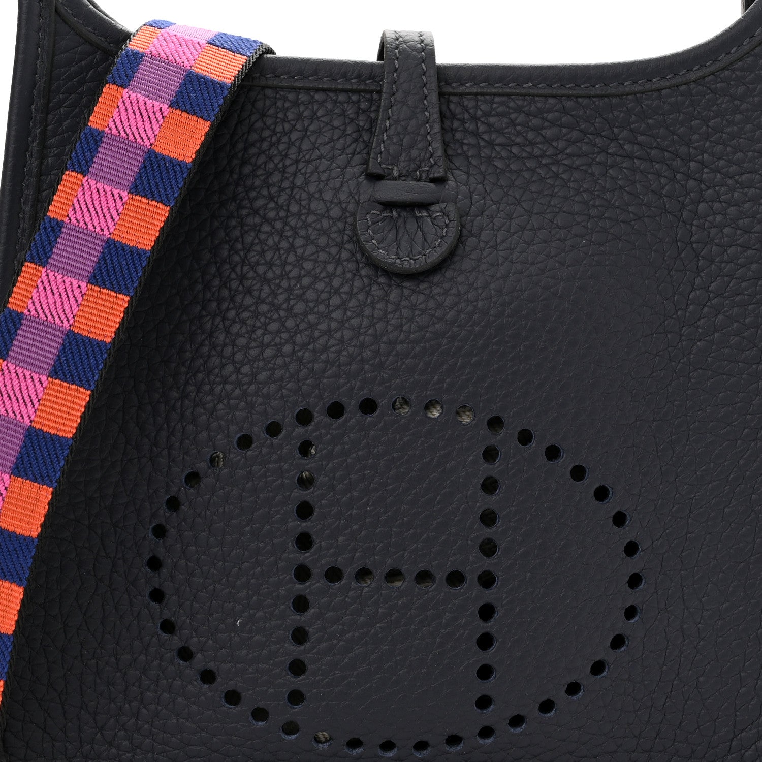 Hermes Taurillon Clemence Amazone Maxi Quadrille Evelyne TPM Bleu Nuit Bleu Saphir Anemone Capucine 8 of 10