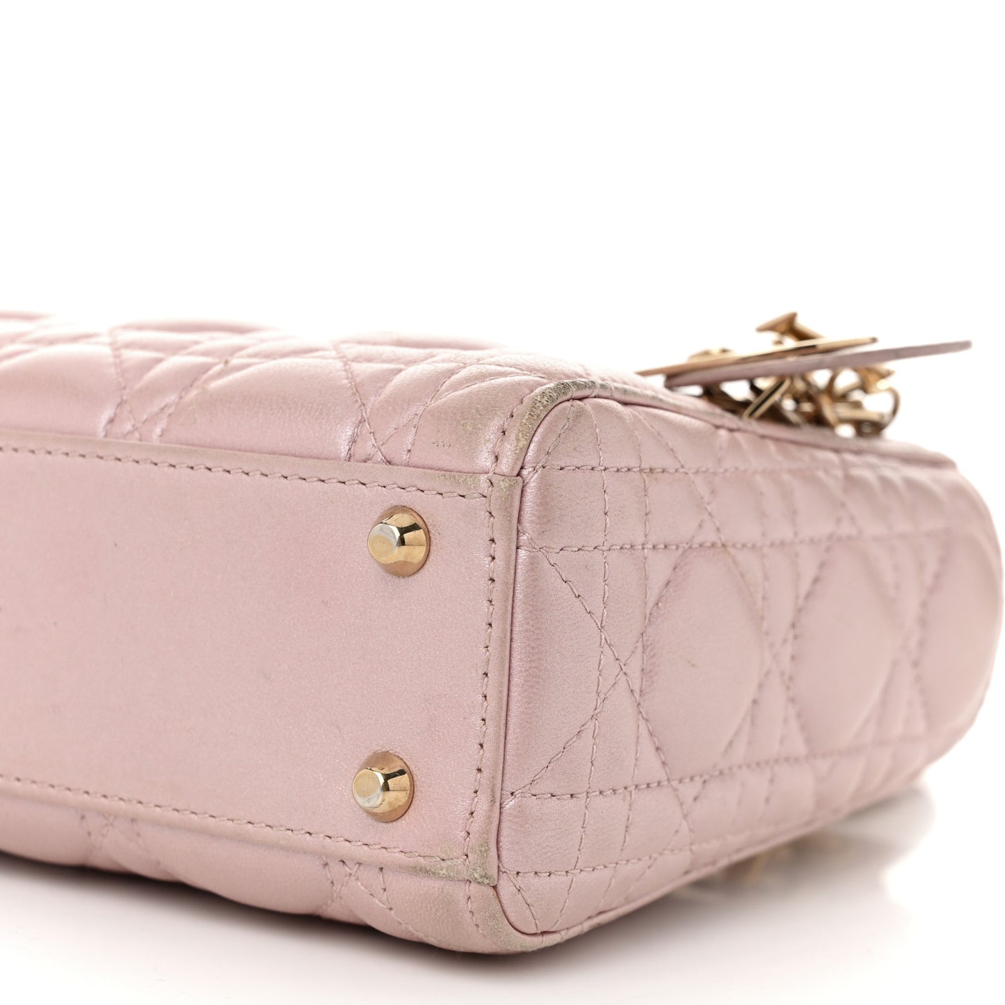 Metallic Lambskin Cannage Mini Lady Dior Lotus