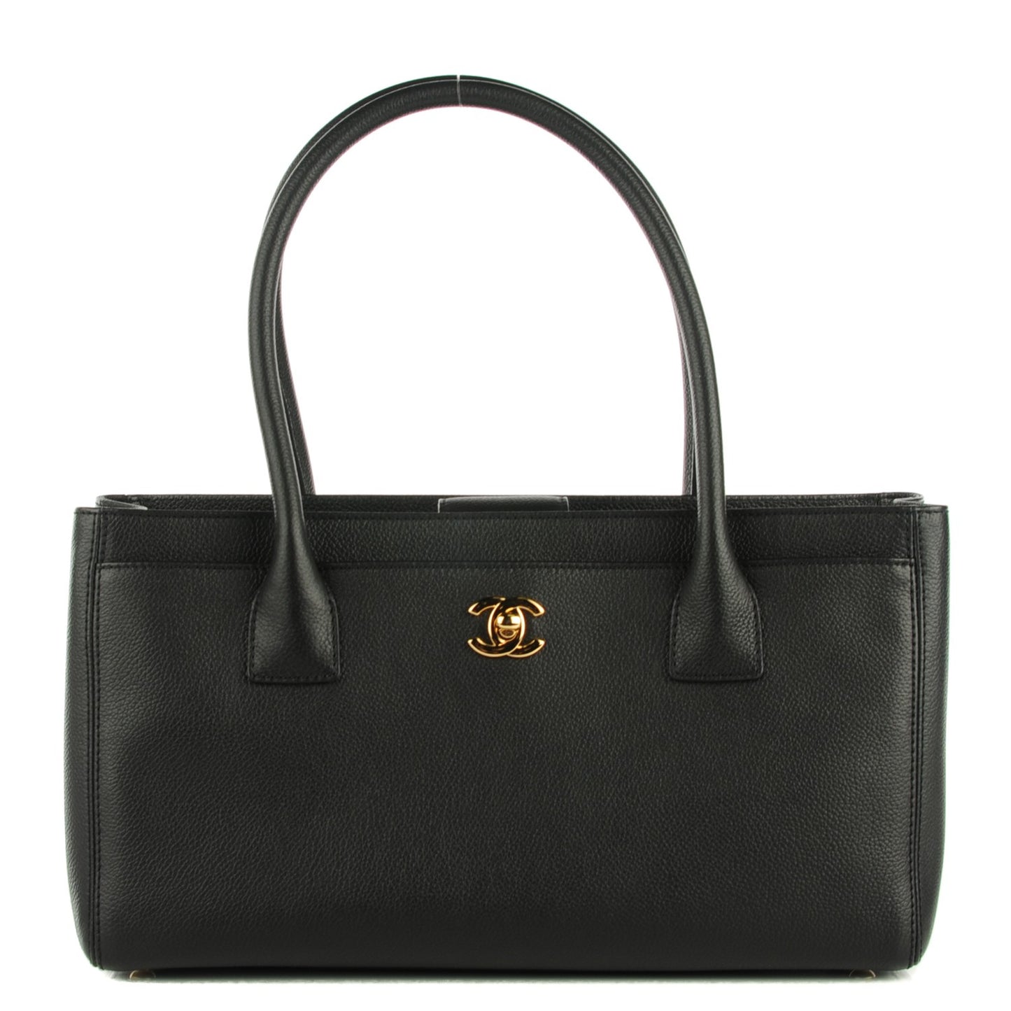 Calfskin Small Cerf Shopper Tote Black