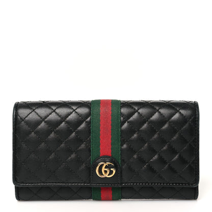 Gucci Calfskin Web Trapuntata GG Continental Wallet Black 1 of 12