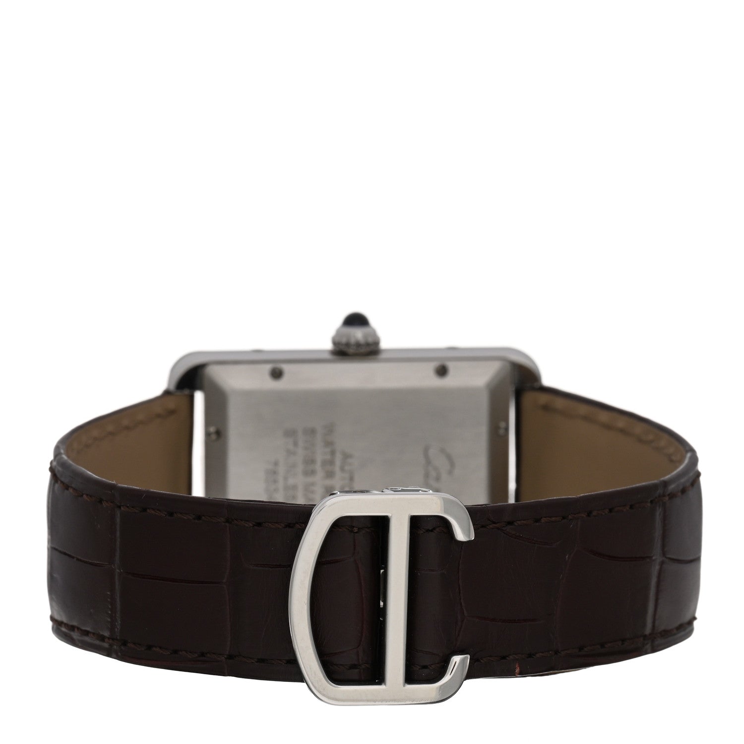 Cartier Stainless Steel Alligator 31mm Tank Solo Automatic Watch Brown 3 of 5