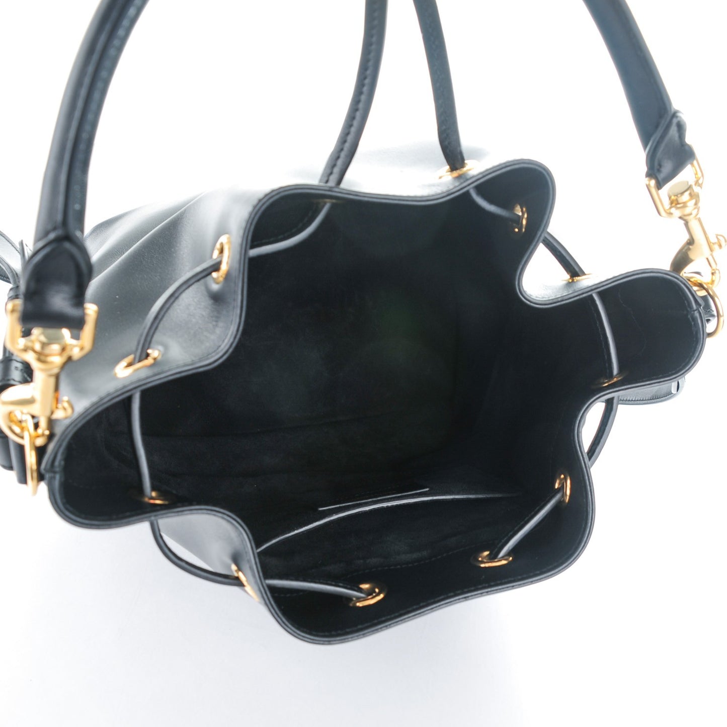 Calfskin Medium Emmanuelle Bucket Bag Black