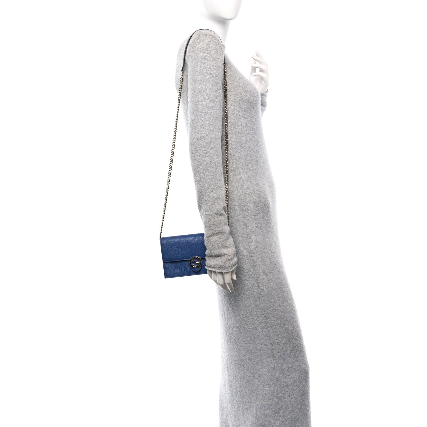 Dollar Calfskin Interlocking G Chain Wallet Caspian