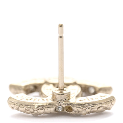 Chanel Metal Graduated Pearl Crystal CC Earrings Light Gold 5 of 7