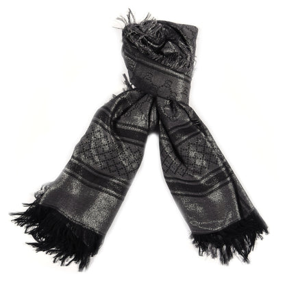 Gucci Wool Silk Lurex GG Monogram Diamante Cavendish Square Shawl Grey 1 of 5