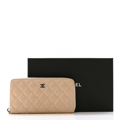 Chanel Iridescent Caviar Quilted Large Gusset Zip Around Wallet Beige Clair 11 of 11