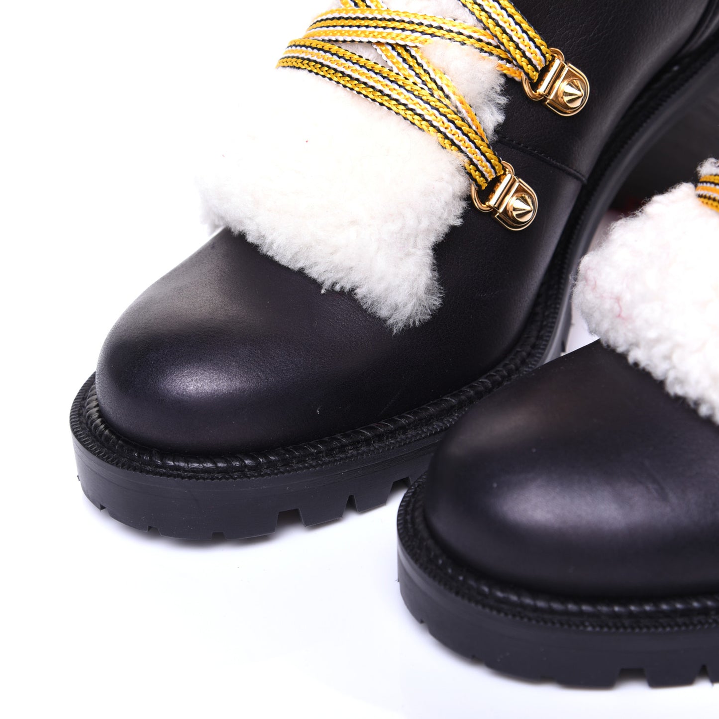 Calfskin Shearling Yetita 70 Hiker Booties 38 Black