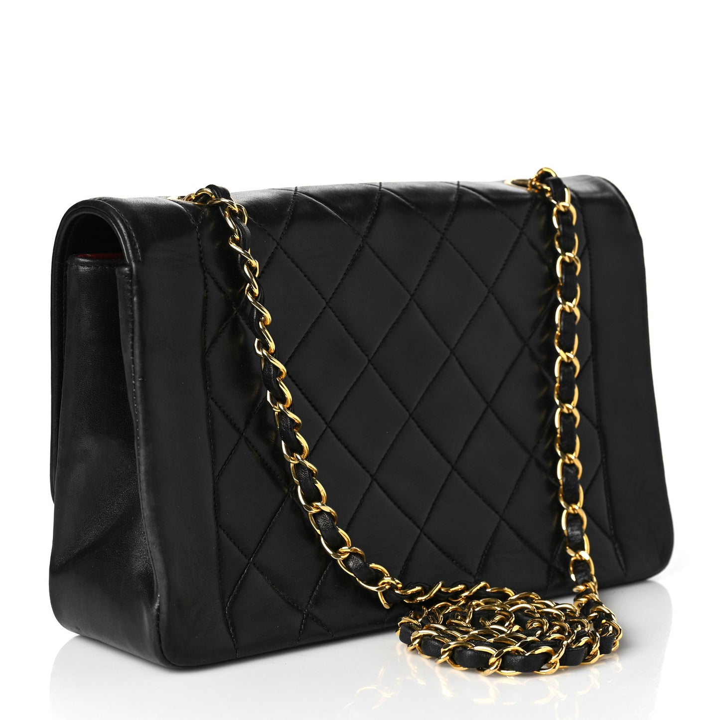 Lambskin Quilted Medium Single Flap Black