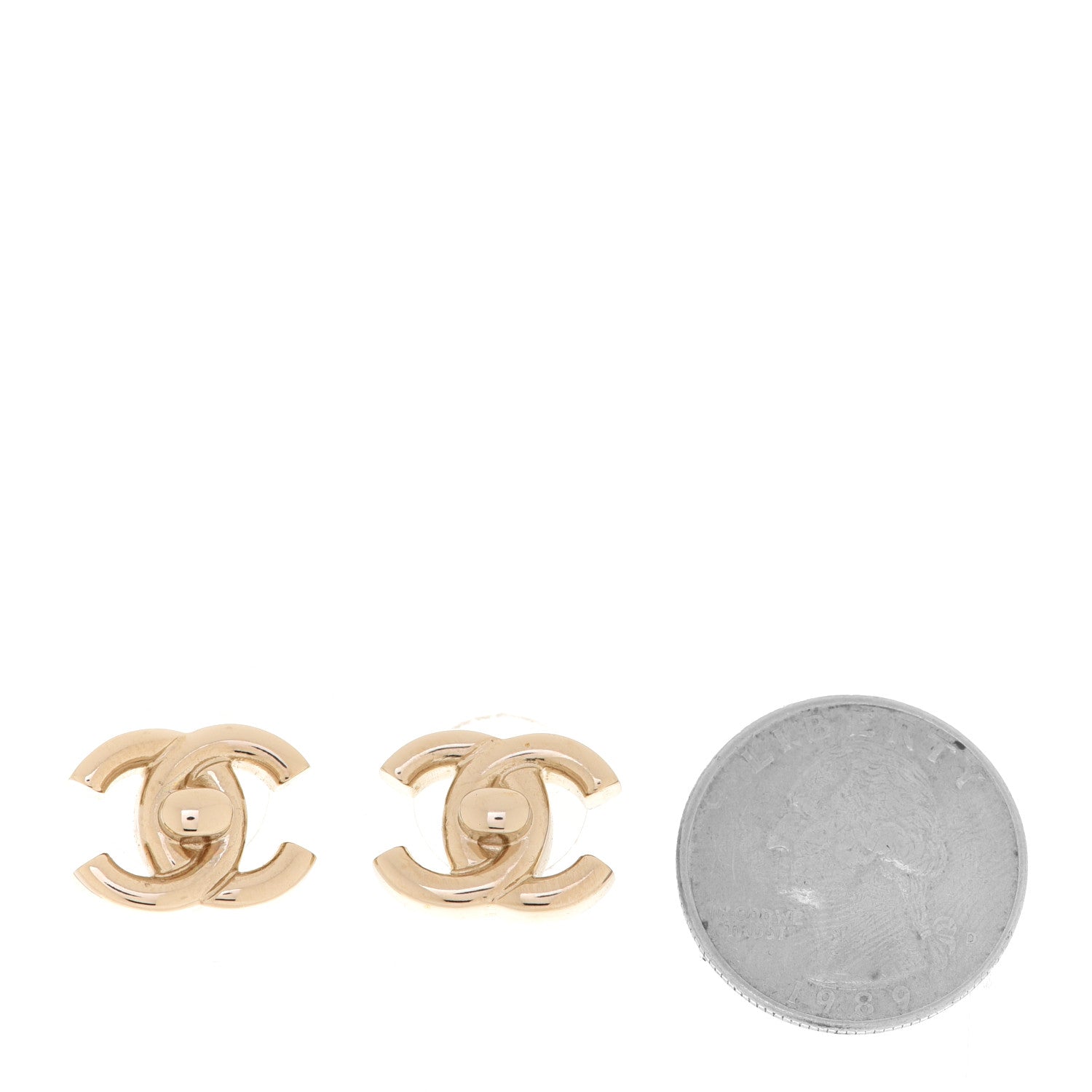 Chanel Metal CC Turnlock Earrings Gold 2 of 5