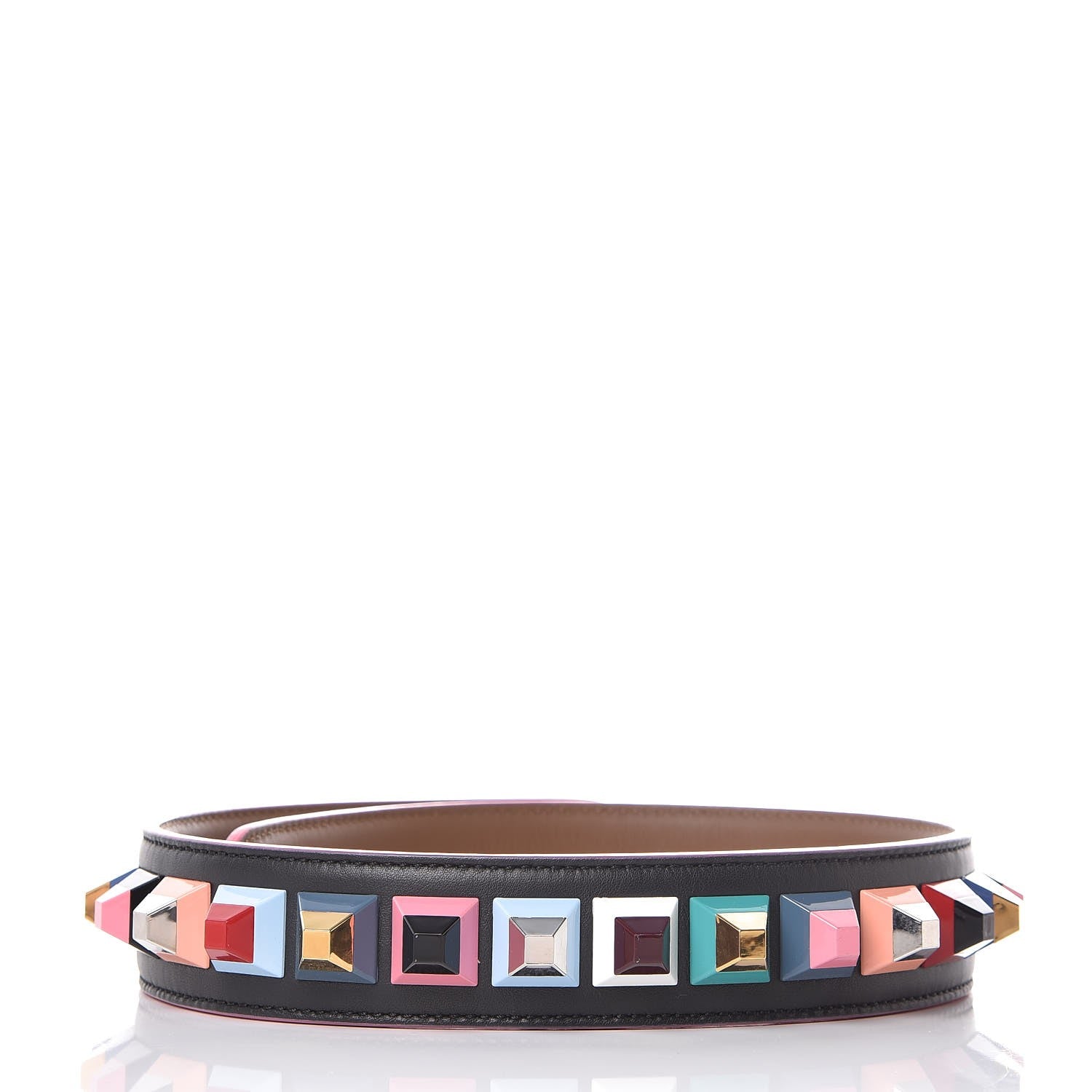 Fendi Vitello Dolce Plexiglass Bi-Color Studded Strap You Black Brownie Multicolor 2 of 4