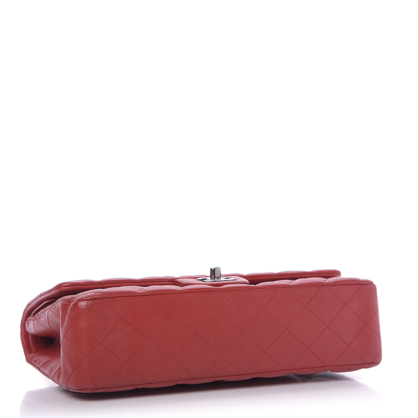 Lambskin Quilted Medium Double Flap Red