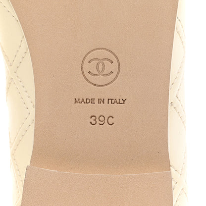 Chanel Lambskin Patent Double Stitched CC Cap Toe Ballerina Flats 39 Ivory Black 8 of 16