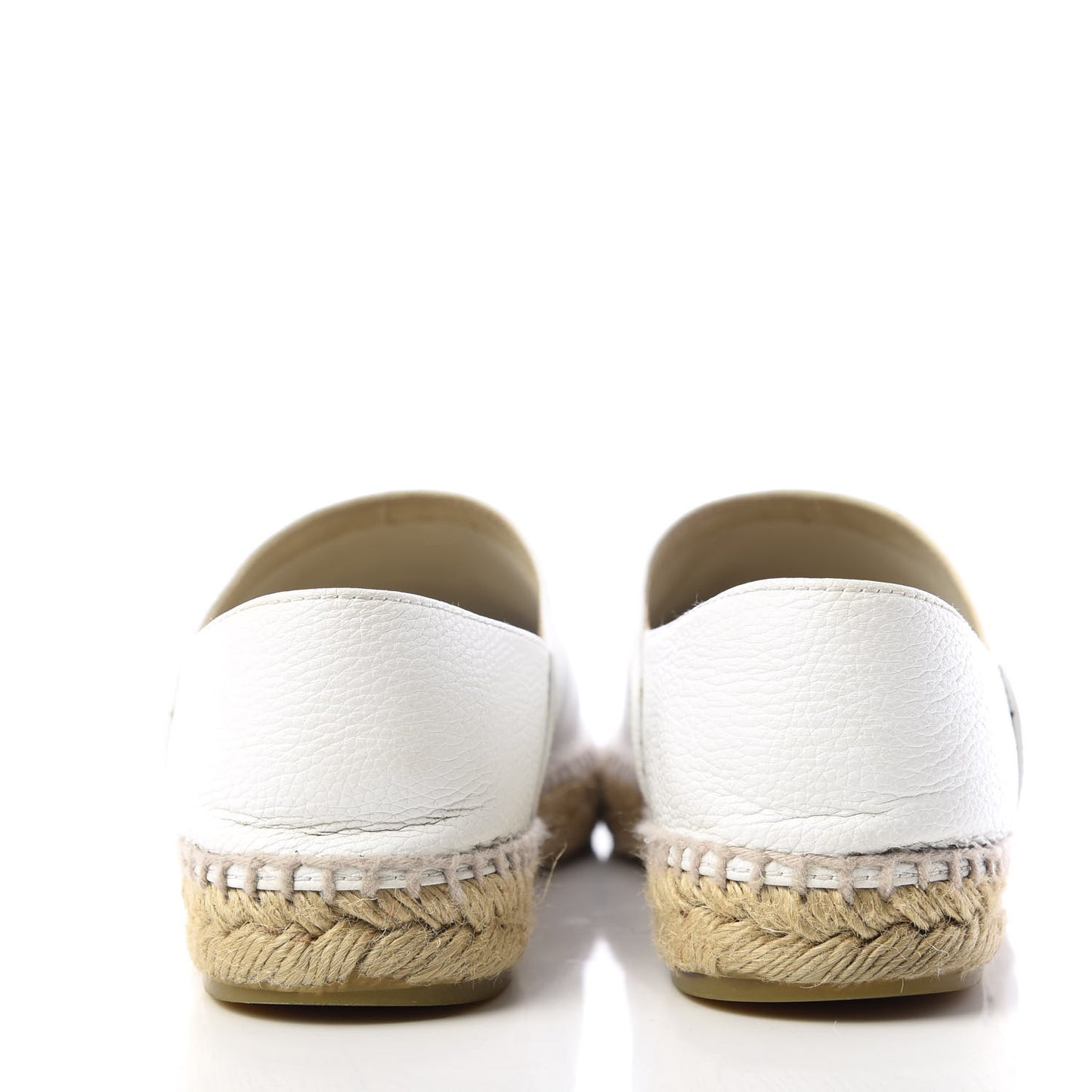 Grained Calfskin CC Espadrilles 40 White Black