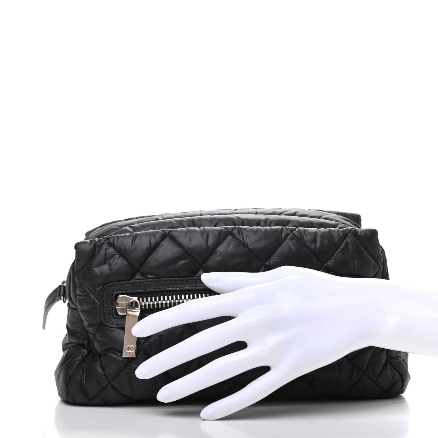 Chanel Nylon Quilted Cocoon Cosmetic Case Black 2 of 9