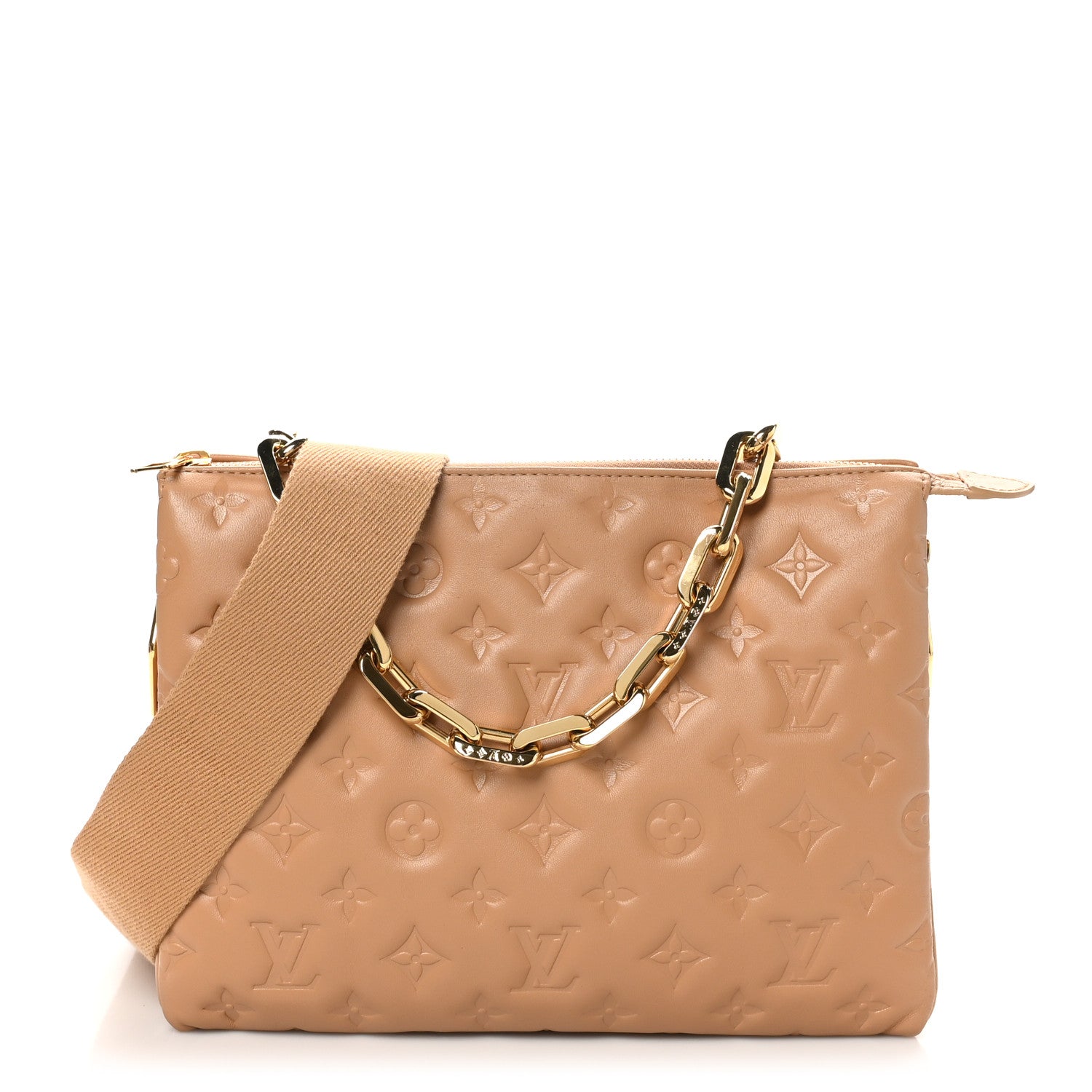 Louis Vuitton Lambskin Embossed Monogram Coussin PM Camel 1 of 9