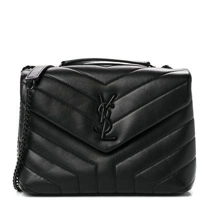 Saint Laurent Calfskin Y Quilted Monogram Monochrome Small Loulou Chain Satchel Black 1 of 15