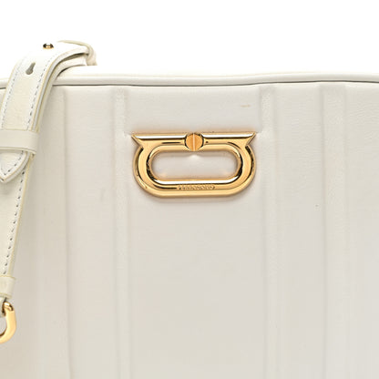 Salvatore Ferragamo Calfskin Quilted Medium Gancini Camera Case Optic White 7 of 9