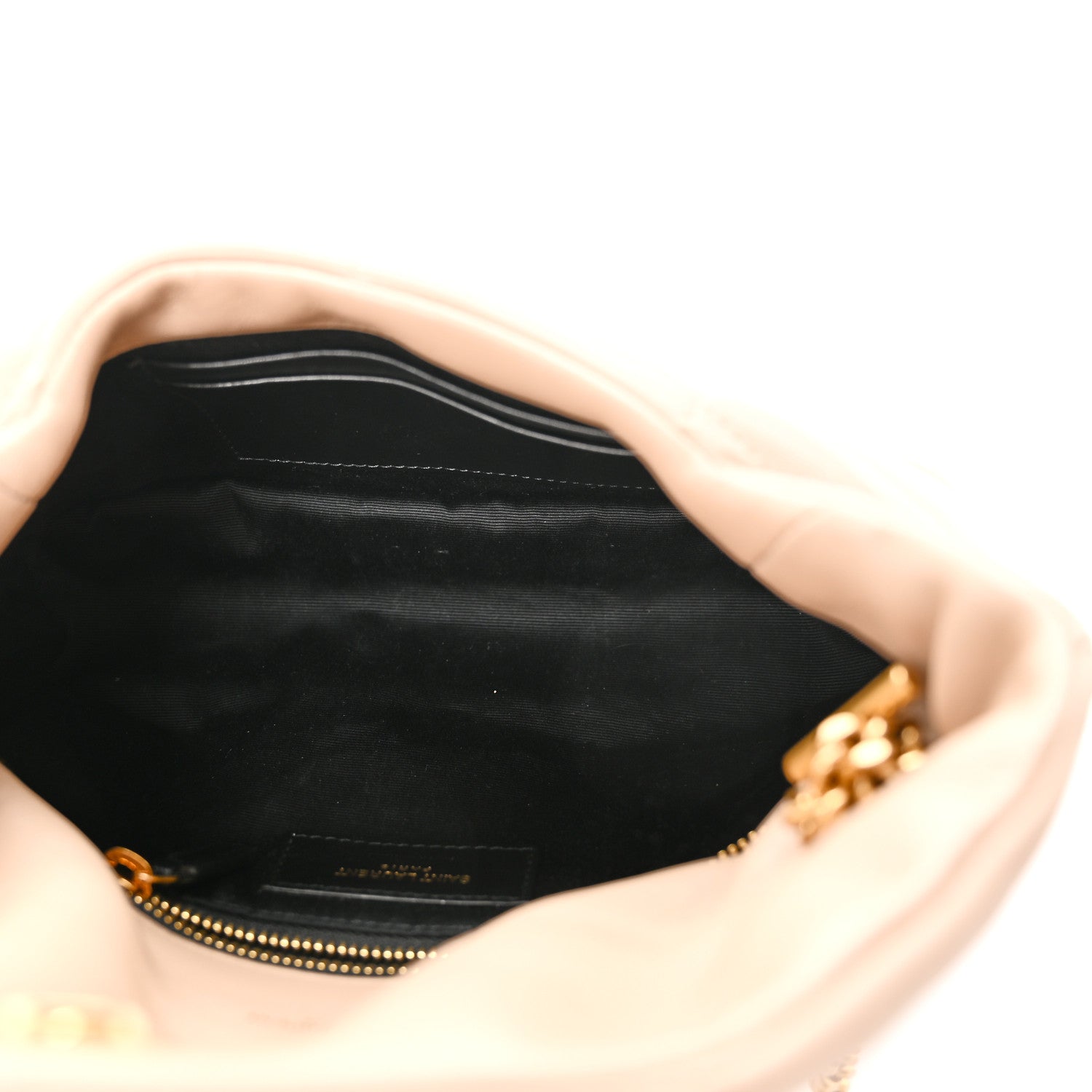 Saint Laurent Lambskin Quilted Toy Loulou Puffer Monogram Chain Satchel Dark Beige 5 of 12