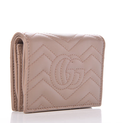 Gucci Calfskin Matelasse GG Marmont Card Case Wallet Porcelain Rose 3 of 8