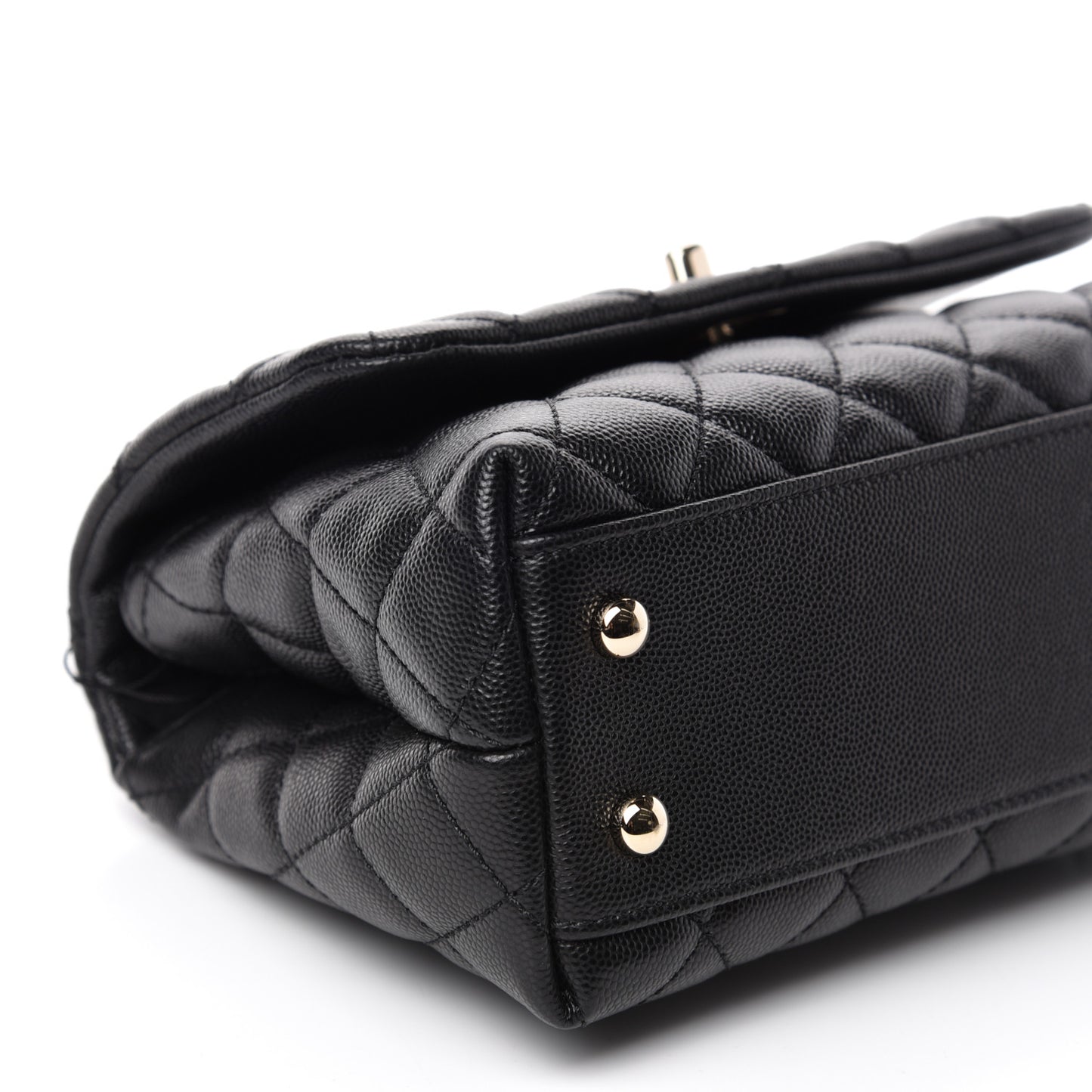 Caviar Quilted Mini Coco Handle Flap Black