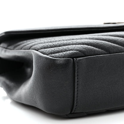 Saint Laurent Sheepskin Matelasse Chevron Monogram Medium College Bag Black 9 of 12