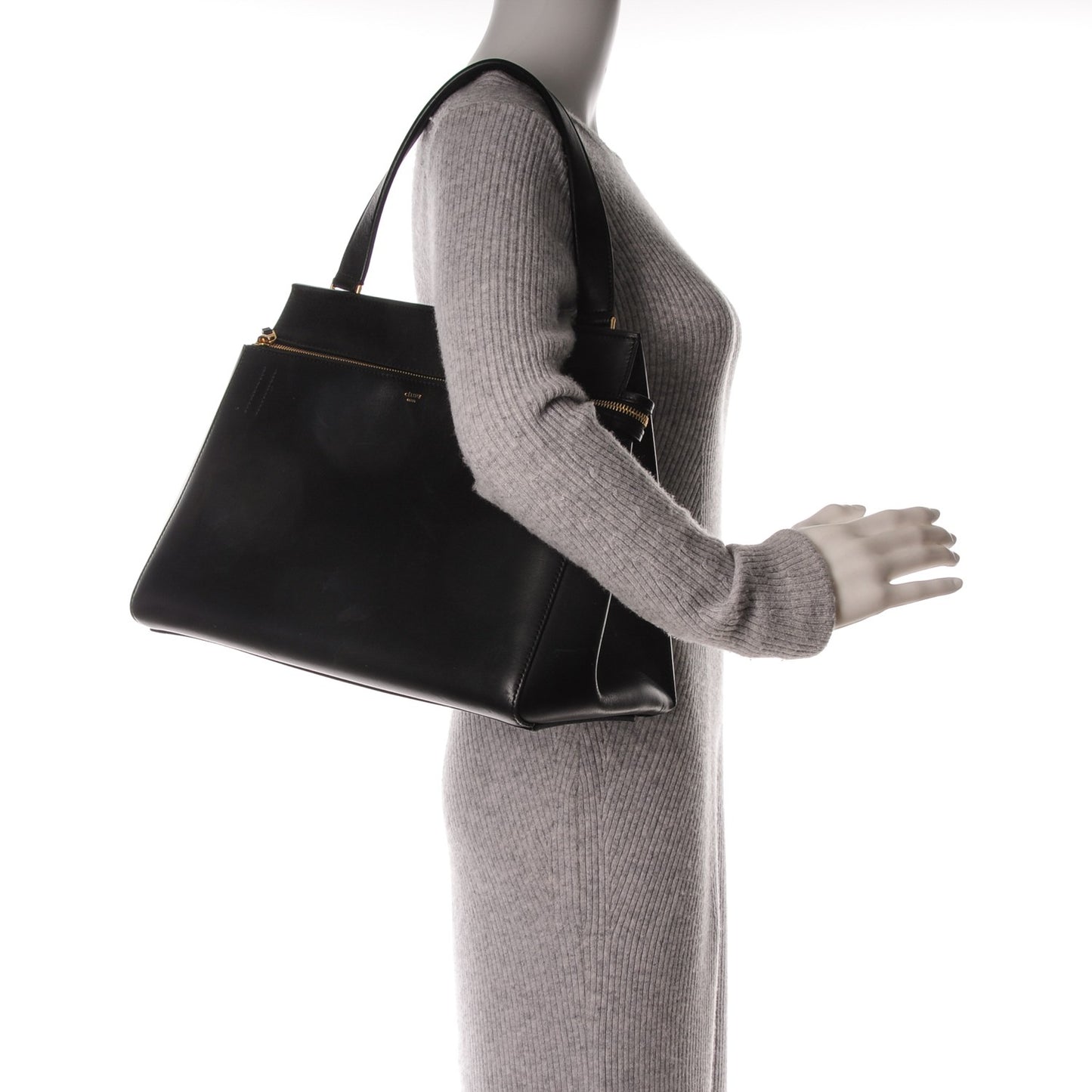 Smooth Calfskin Medium Edge Shoulder Bag Black