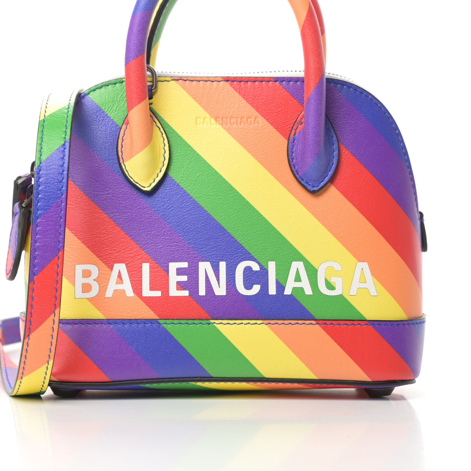 【極美品】BALENCIAGA VILLE TOP HANDLE BAG XXS Balenciaga Smooth Calfskin Logo Rainbow XXS Ville Top Handle