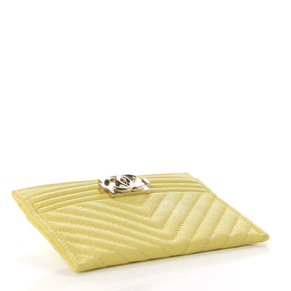Chanel Caviar Chevron Quilted Boy Card Holder Yellow 4 of 7