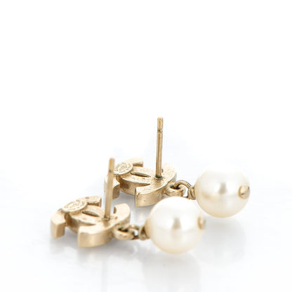 Chanel Pearl CC Drop Earrings Gold 3 of 5