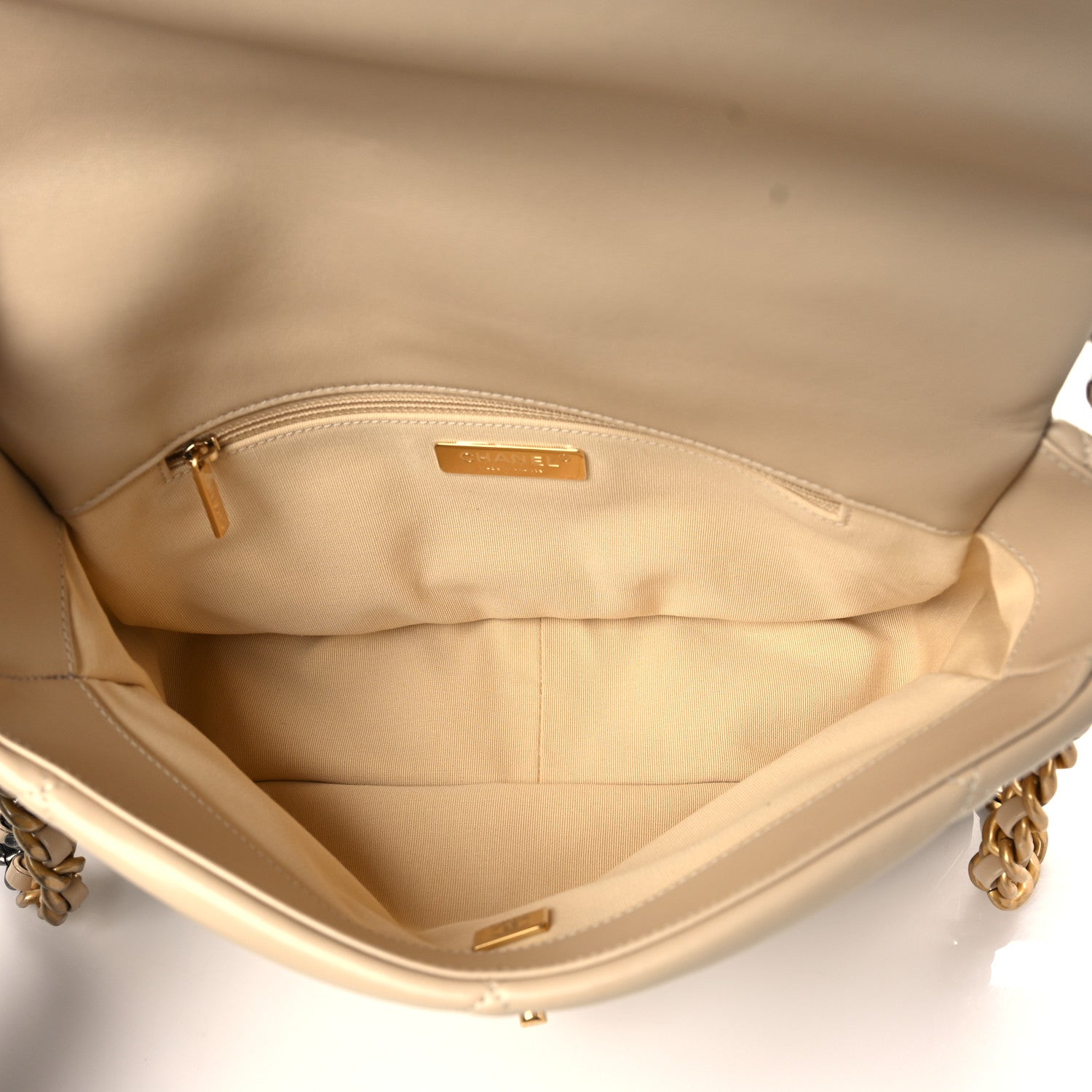 Chanel Lambskin Quilted Large Chanel 19 Flap Beige 5 of 8