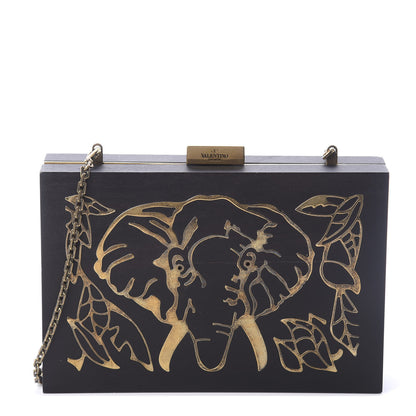 Valentino Garavani Wood Elephant Minaudiere Clutch Black 1 of 9
