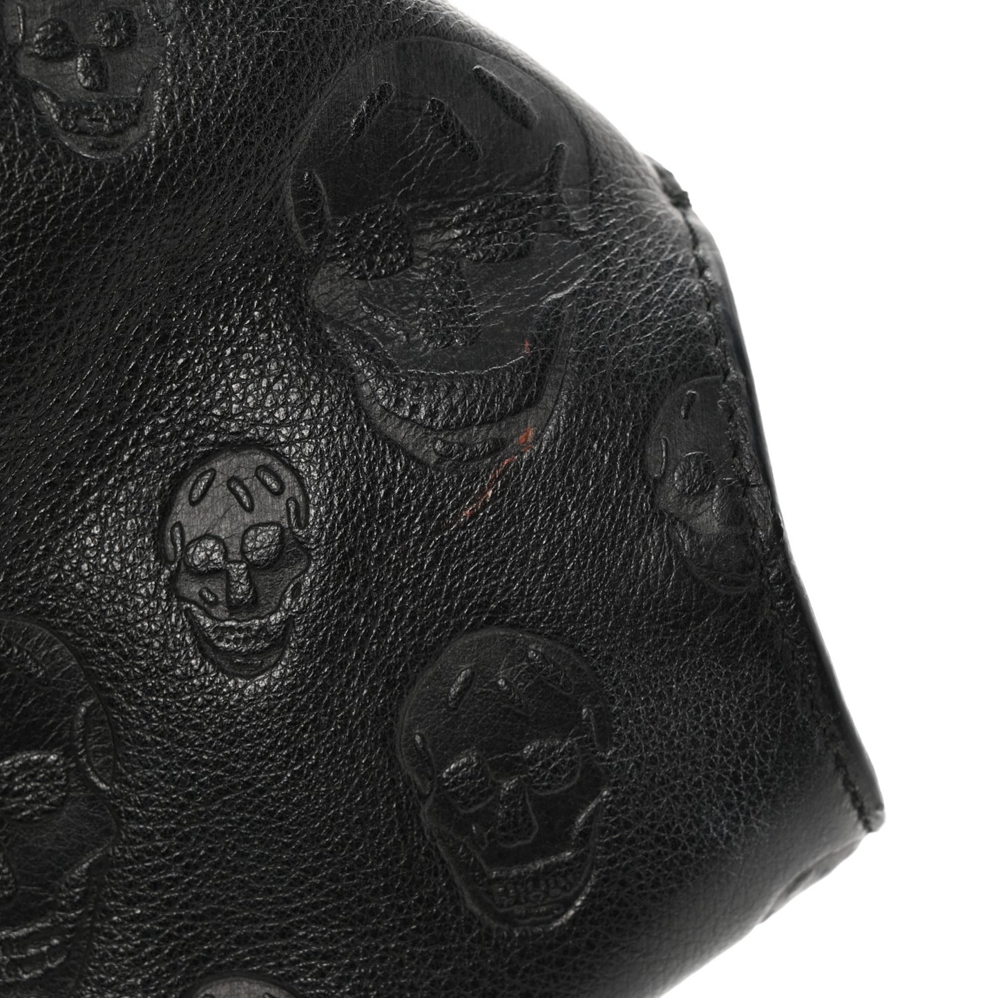 Calfskin Skull Embossed De Manta Clutch Black