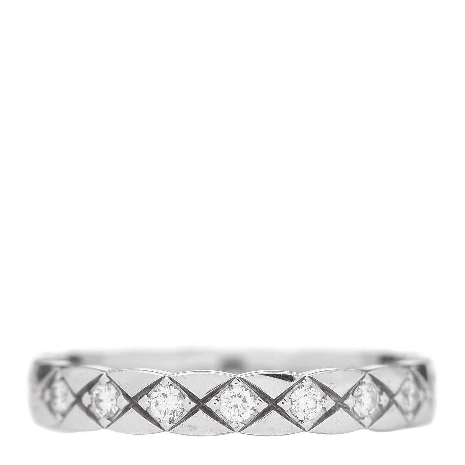 Chanel 18K White Gold Diamond Mini Coco Crush Ring 53 6.5 3 of 5