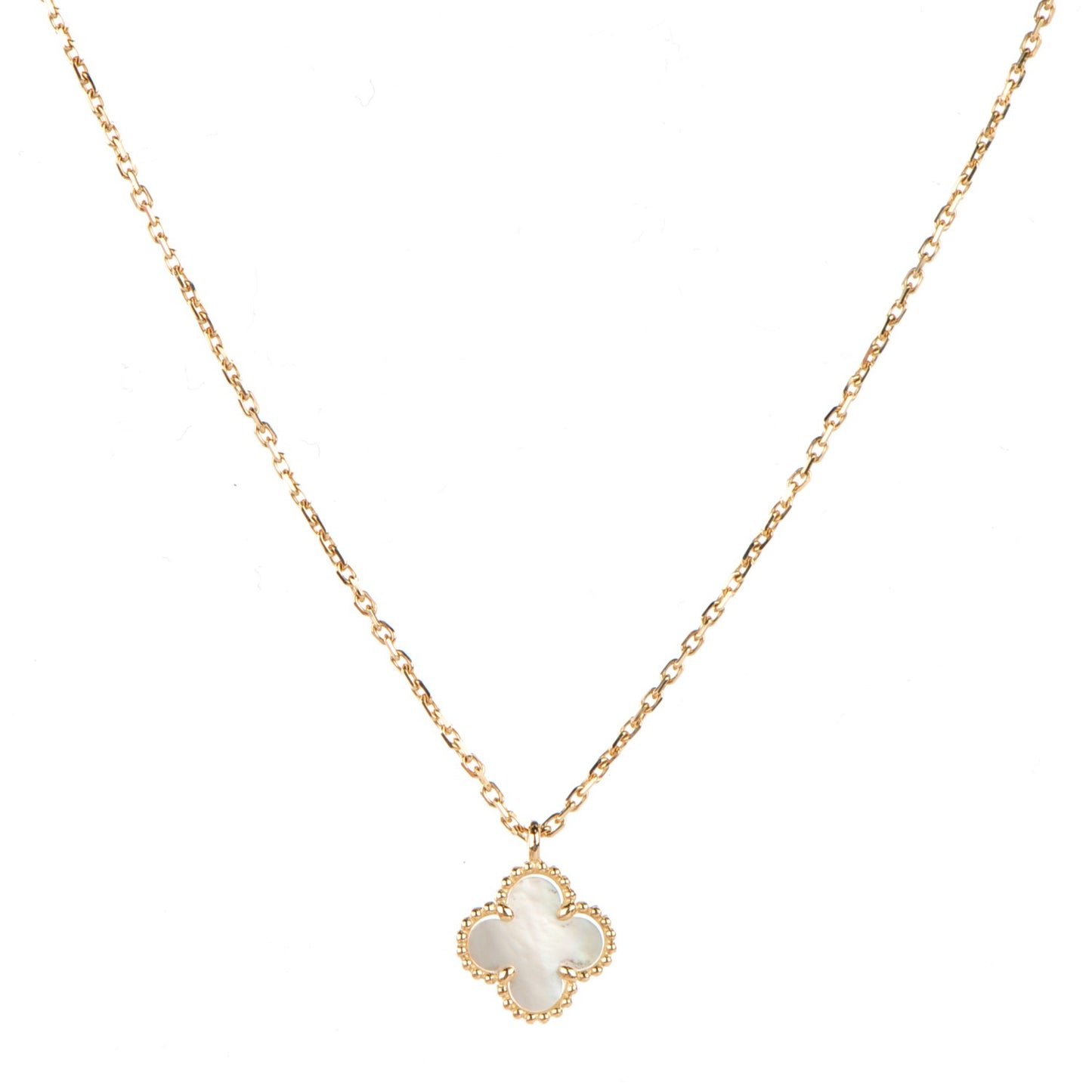 18K Yellow Gold Mother of Pearl Sweet Alhambra Pendant Necklace