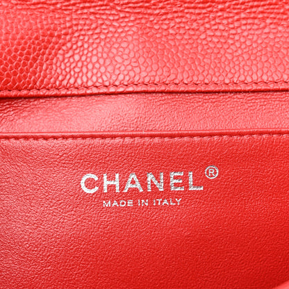 Chanel Caviar Quilted Clutch With Chain Flap Red 6 of 10