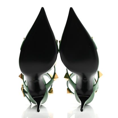 Valentino Garavani Calfskin Roman Stud Ankle Strap 100mm Pumps 40 Brilliant Green 5 of 9